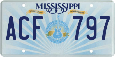 MS license plate ACF797