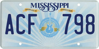 MS license plate ACF798