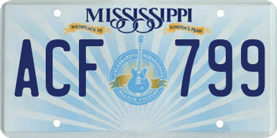 MS license plate ACF799