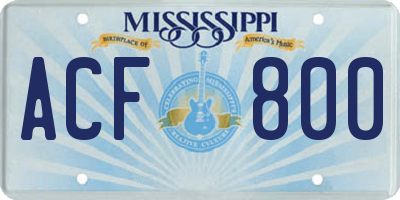 MS license plate ACF800