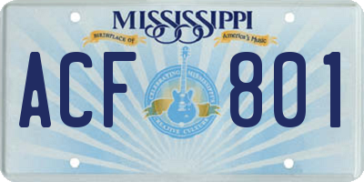 MS license plate ACF801