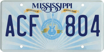MS license plate ACF804