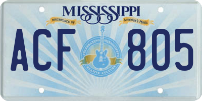 MS license plate ACF805