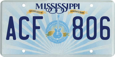 MS license plate ACF806