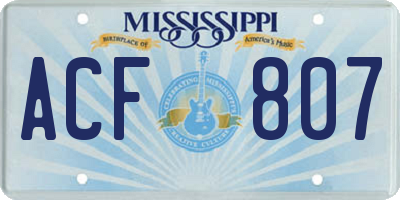 MS license plate ACF807