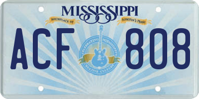 MS license plate ACF808