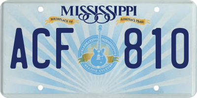 MS license plate ACF810