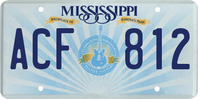 MS license plate ACF812