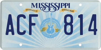 MS license plate ACF814
