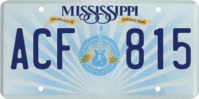MS license plate ACF815