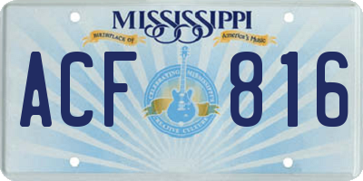 MS license plate ACF816