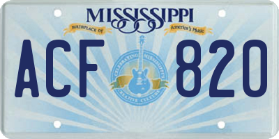 MS license plate ACF820