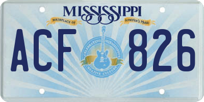 MS license plate ACF826