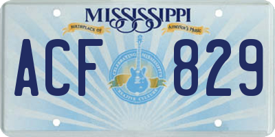 MS license plate ACF829