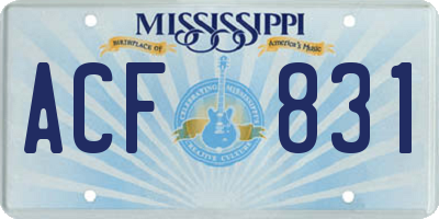 MS license plate ACF831
