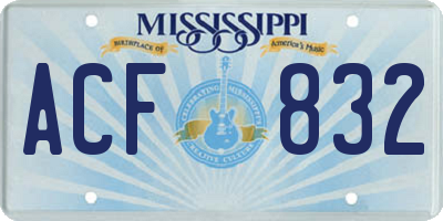 MS license plate ACF832