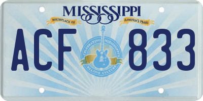 MS license plate ACF833