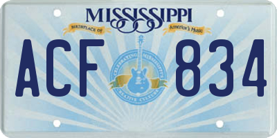 MS license plate ACF834