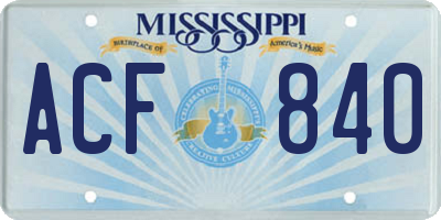 MS license plate ACF840