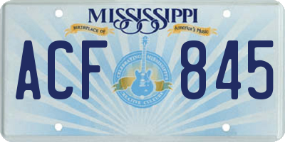 MS license plate ACF845