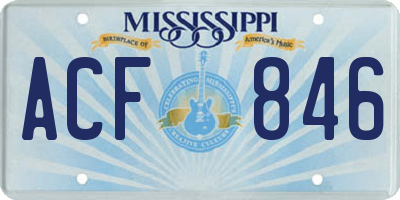 MS license plate ACF846