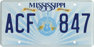 MS license plate ACF847