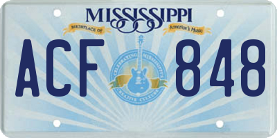 MS license plate ACF848