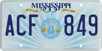 MS license plate ACF849