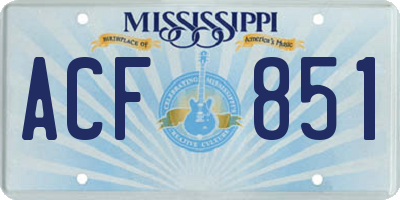 MS license plate ACF851