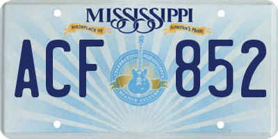 MS license plate ACF852
