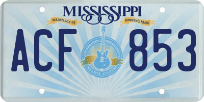 MS license plate ACF853