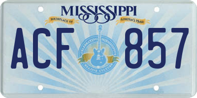 MS license plate ACF857