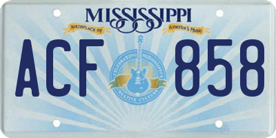 MS license plate ACF858