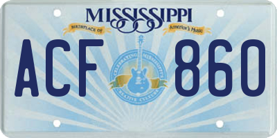 MS license plate ACF860