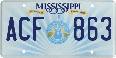MS license plate ACF863