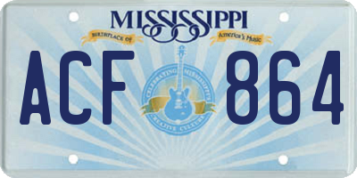 MS license plate ACF864