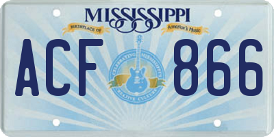 MS license plate ACF866