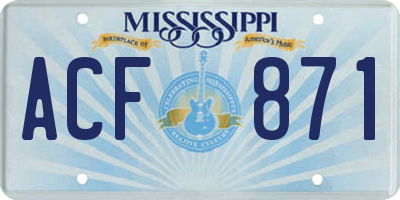 MS license plate ACF871