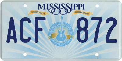 MS license plate ACF872