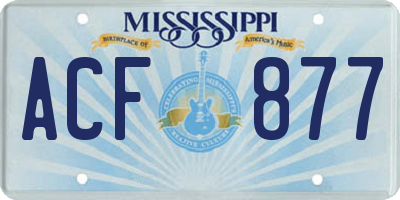 MS license plate ACF877