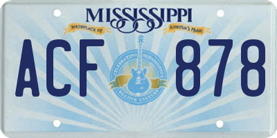 MS license plate ACF878