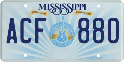 MS license plate ACF880