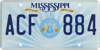 MS license plate ACF884
