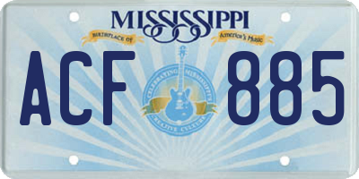 MS license plate ACF885