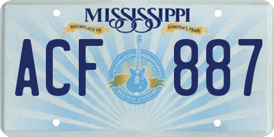 MS license plate ACF887