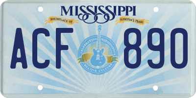 MS license plate ACF890