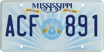 MS license plate ACF891