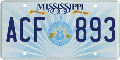 MS license plate ACF893