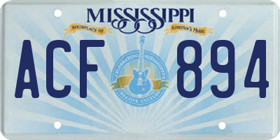 MS license plate ACF894