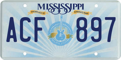 MS license plate ACF897